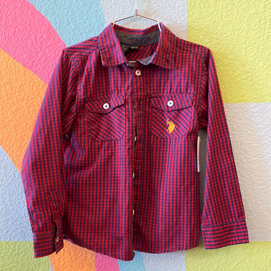 Navy & Red Gingham Button Up, 6