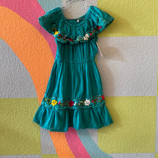 Teal Embroidered Dress, 8