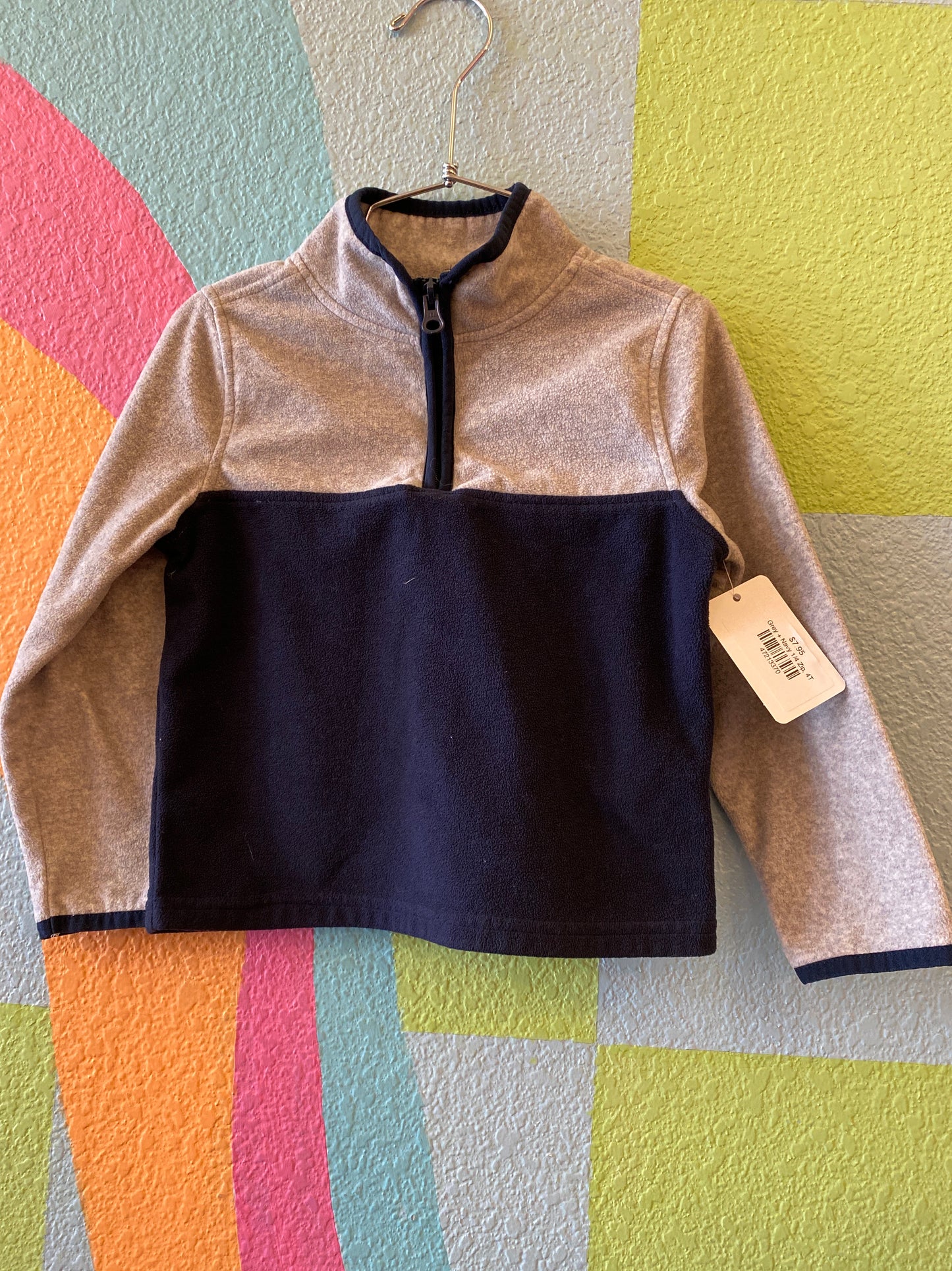 Grey + Navy 1/4 Zip, 4T